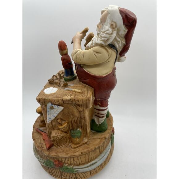 Santa Clause's Workshop Music Box Plays Silent Night Vintage - Picture 9 of 13